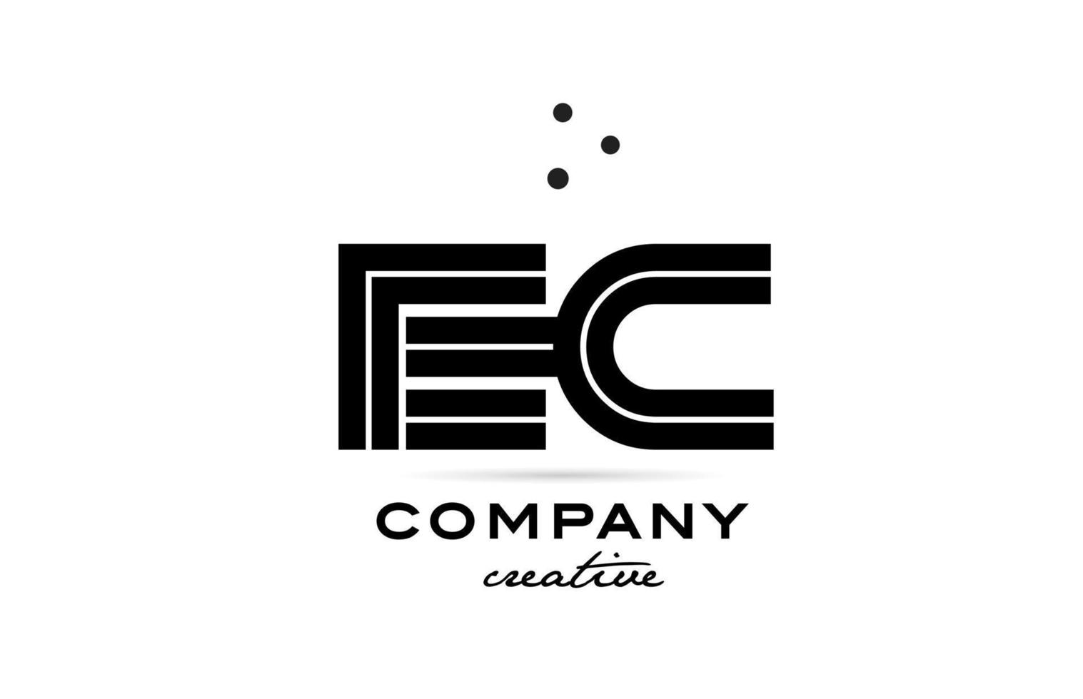 EC black and white combination alphabet bold letter logo with dots. Joined template design for business and company vector
