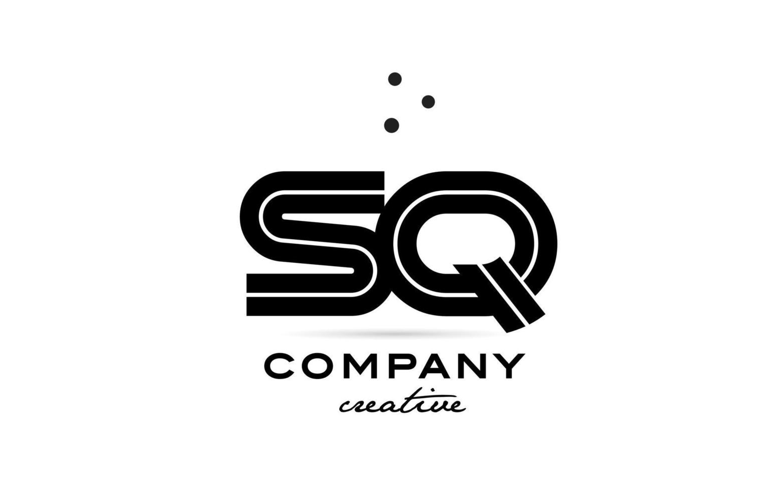 SQ black and white combination alphabet bold letter logo with dots. Joined creative template design for company and business vector