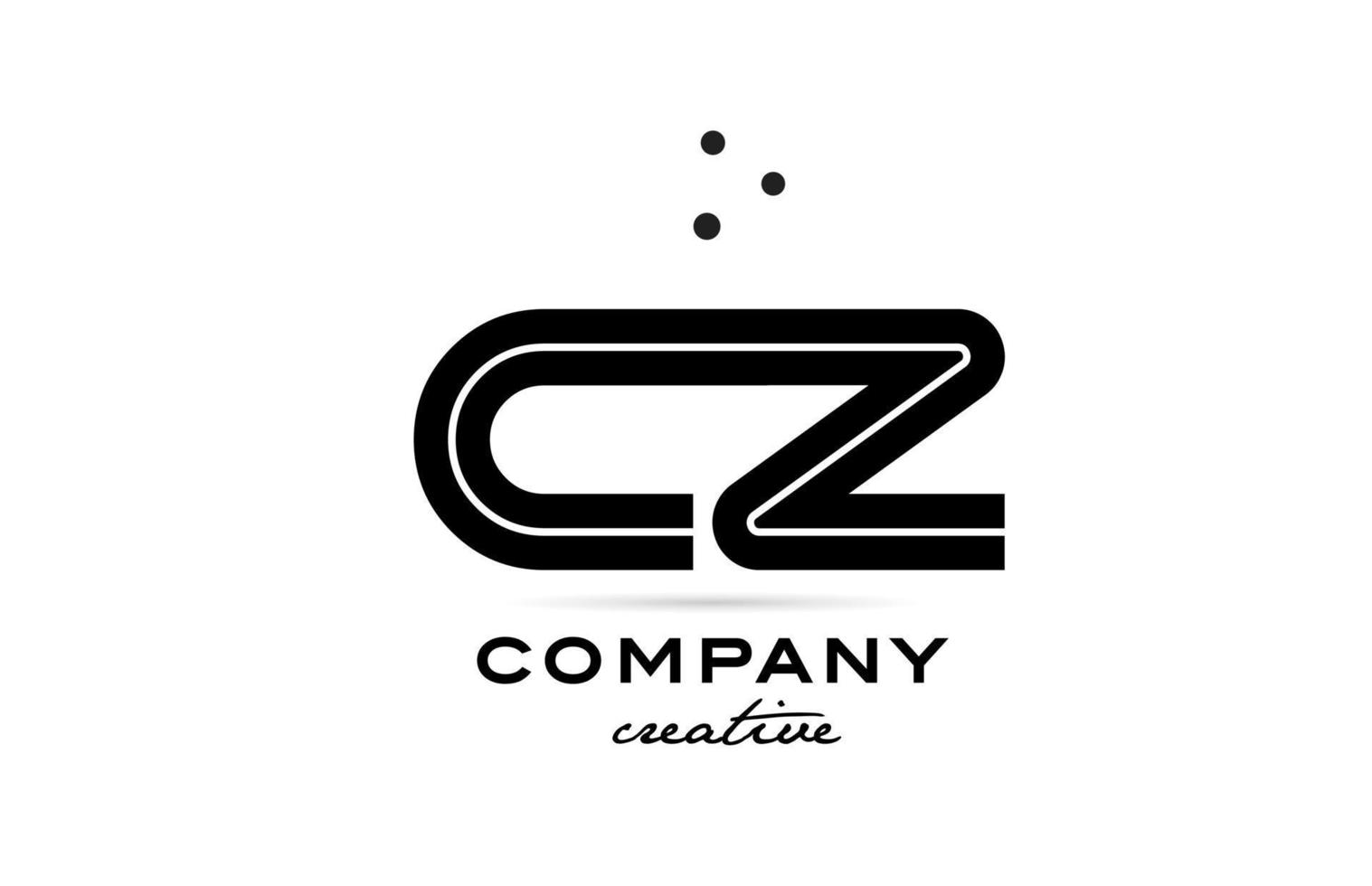 CZ black and white combination alphabet bold letter logo with dots. Joined template design for business and company vector