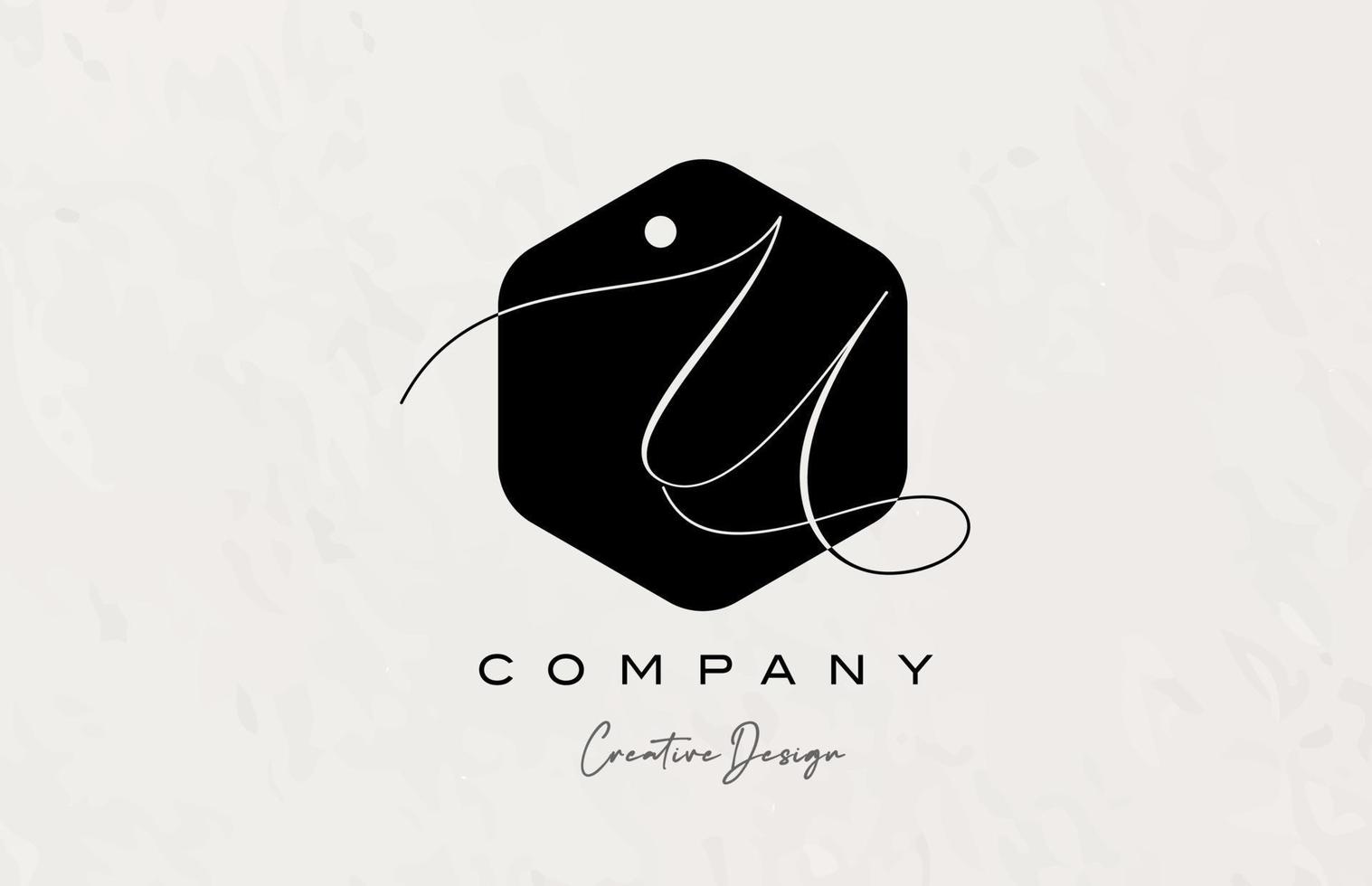 black and white polygon U alphabet letter logo icon design with dot and elegant style. Creative template for business and company vector