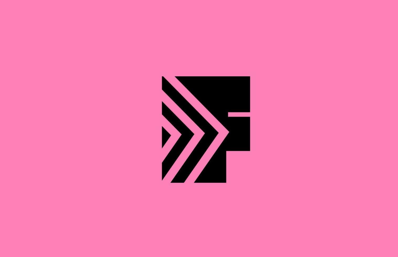 pink black F alphabet letter logo icon design with geometric lines. Creative template for company and business vector