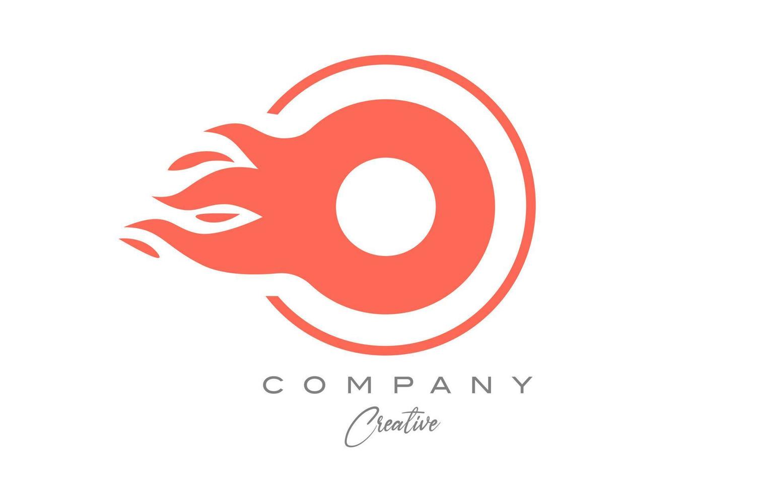 orange O alphabet letter icon for corporate with flames. Fire design suitable for a business logo vector