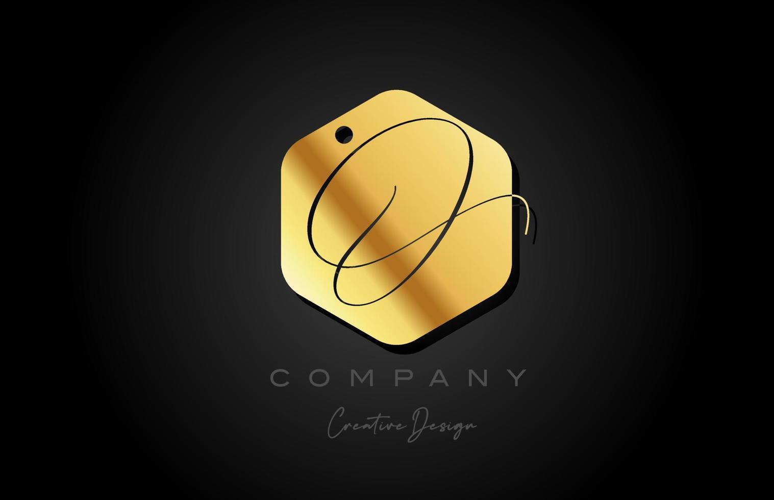 gold golden O alphabet letter logo icon design with dot and elegant style. Creative polygon template for business and company vector