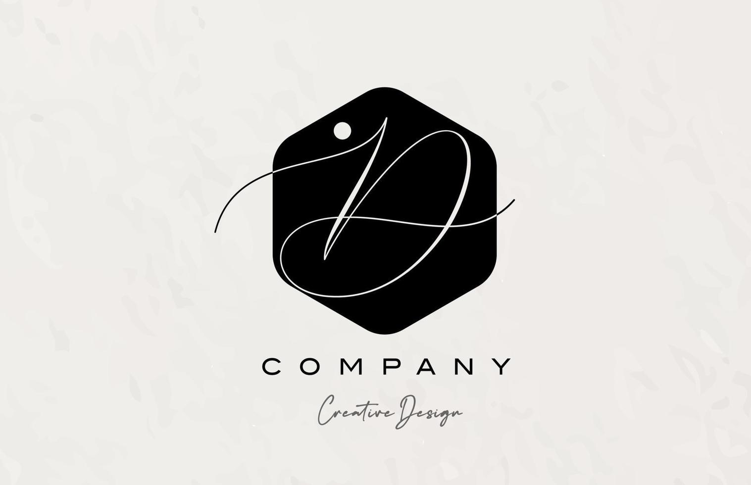 black and white polygon D alphabet letter logo icon design with dot and elegant style. Creative template for business and company vector