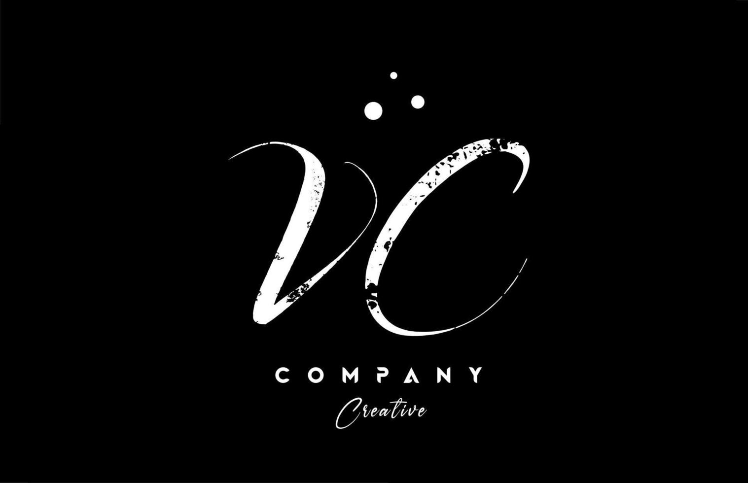 vintage VC alphabet letter logo icon combination design with dots. Creative hand written template for company vector