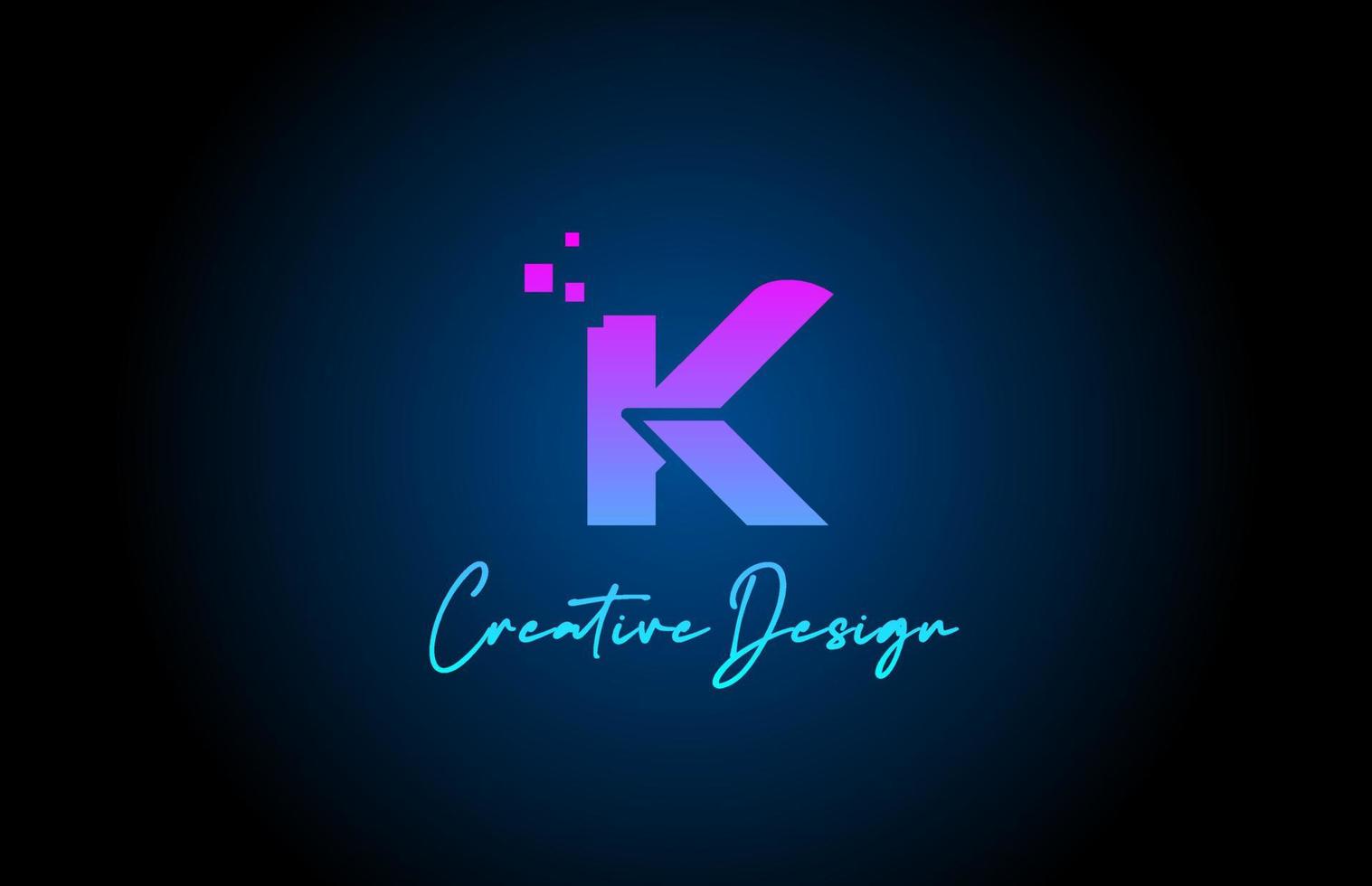 pink blue K alphabet letter logo icon design with dots. Creative template for company and business vector