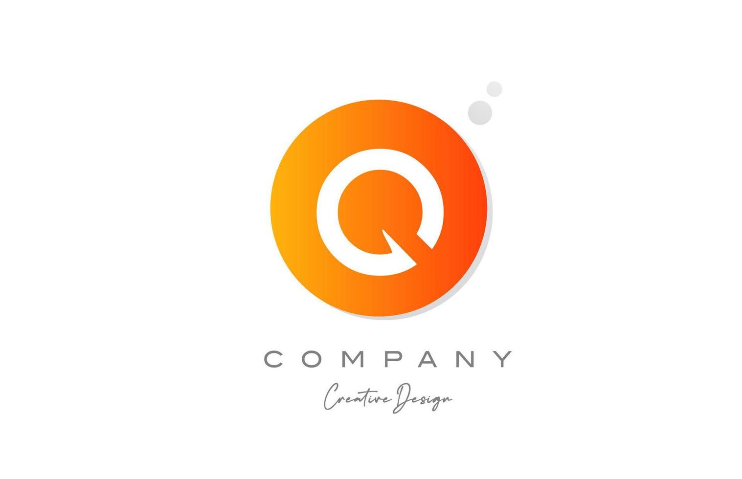 Q orange sphere alphabet letter logo icon design with dot. Creative template for company and business vector