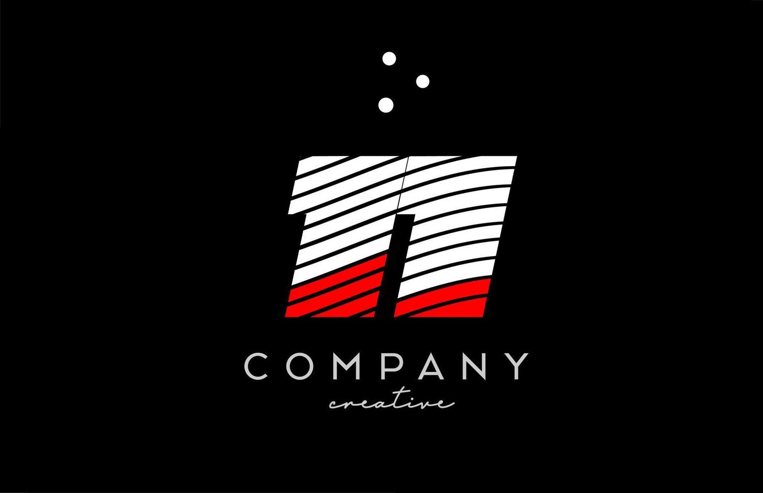 11 number logo with red white lines and dots. Corporate creative template design for business and company vector