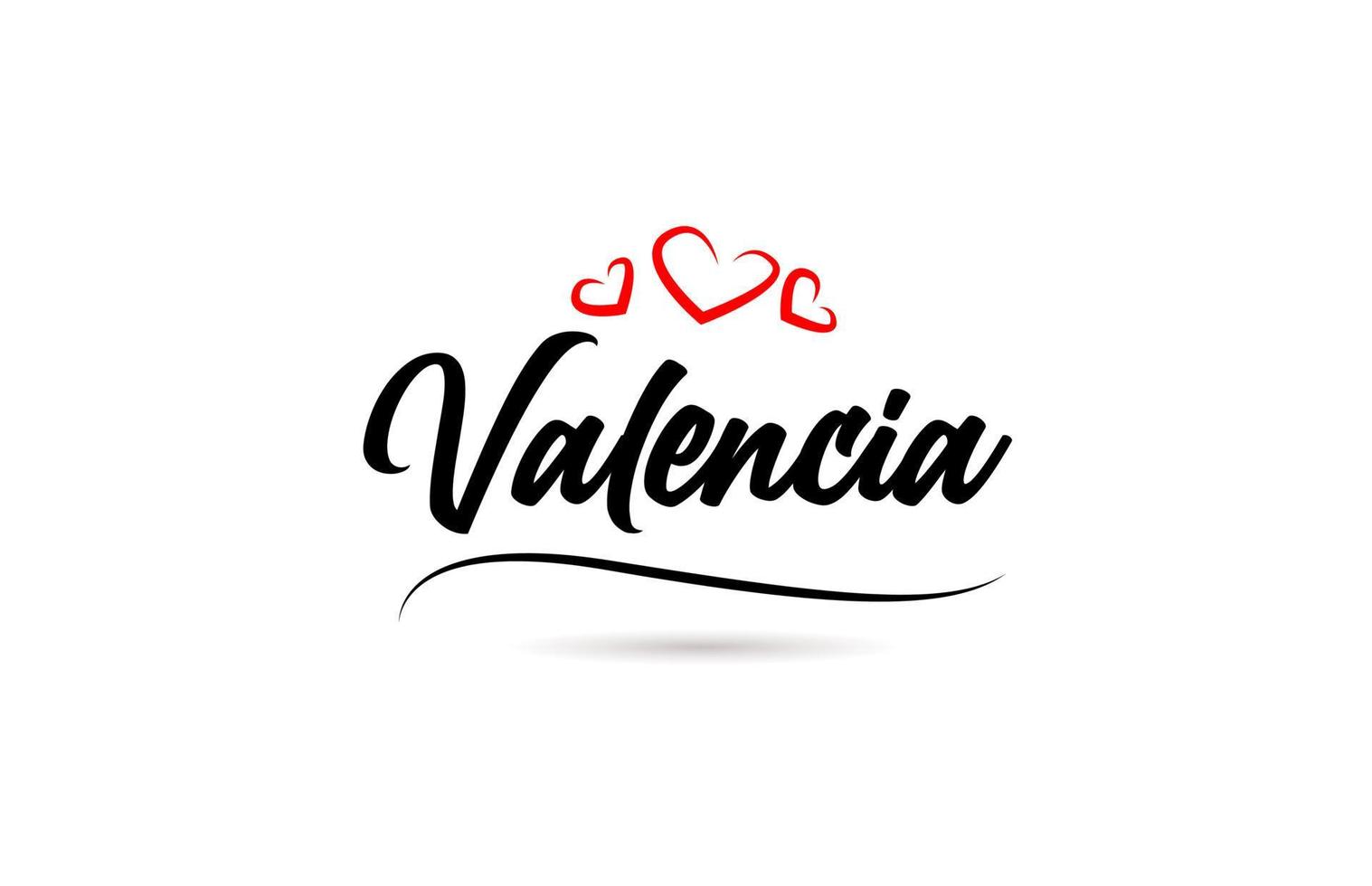 Valencia european city typography text word with love. Hand lettering style. Modern calligraphy text vector
