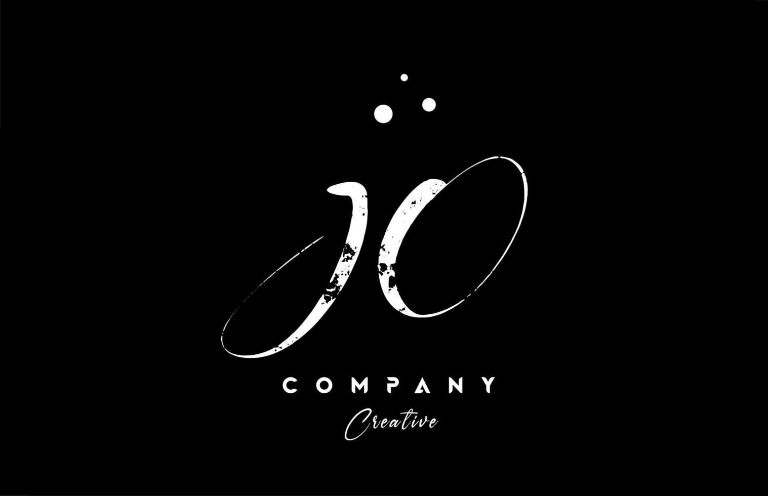 vintage JO alphabet letter logo icon combination design with dots. Creative hand written template for company vector