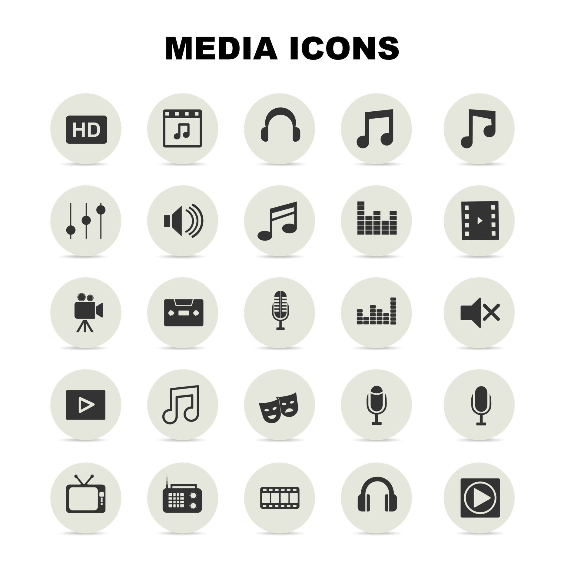 conjunto selección de medios de comunicación íconos 21216116 Vector en ...