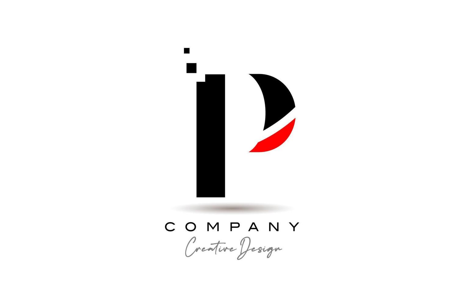 red black P alphabet letter logo icon design with dots. Creative template for business and company vector
