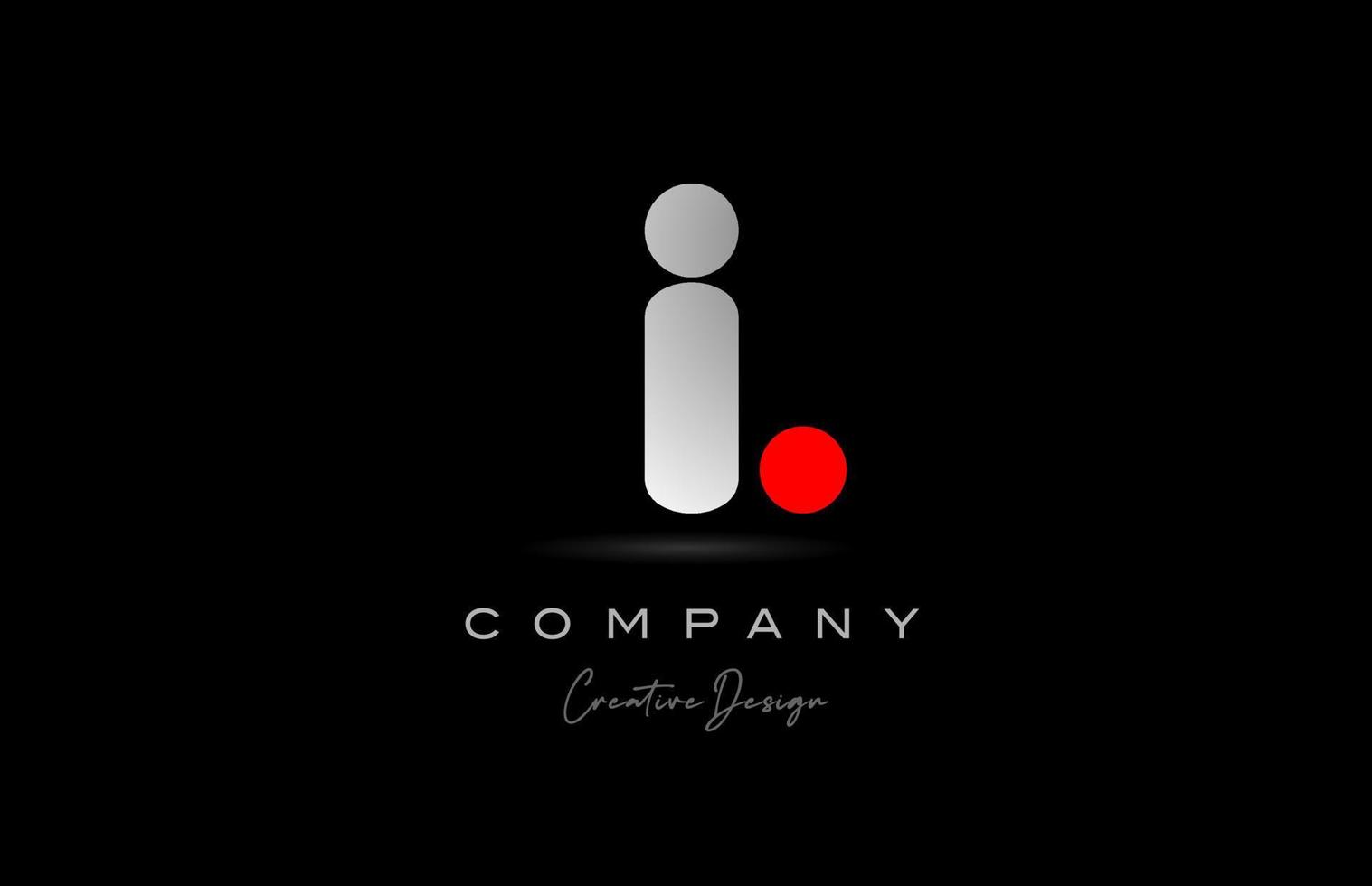 red grey I alphabet letter logo icon design with dot. Creative polygon template for business and company vector