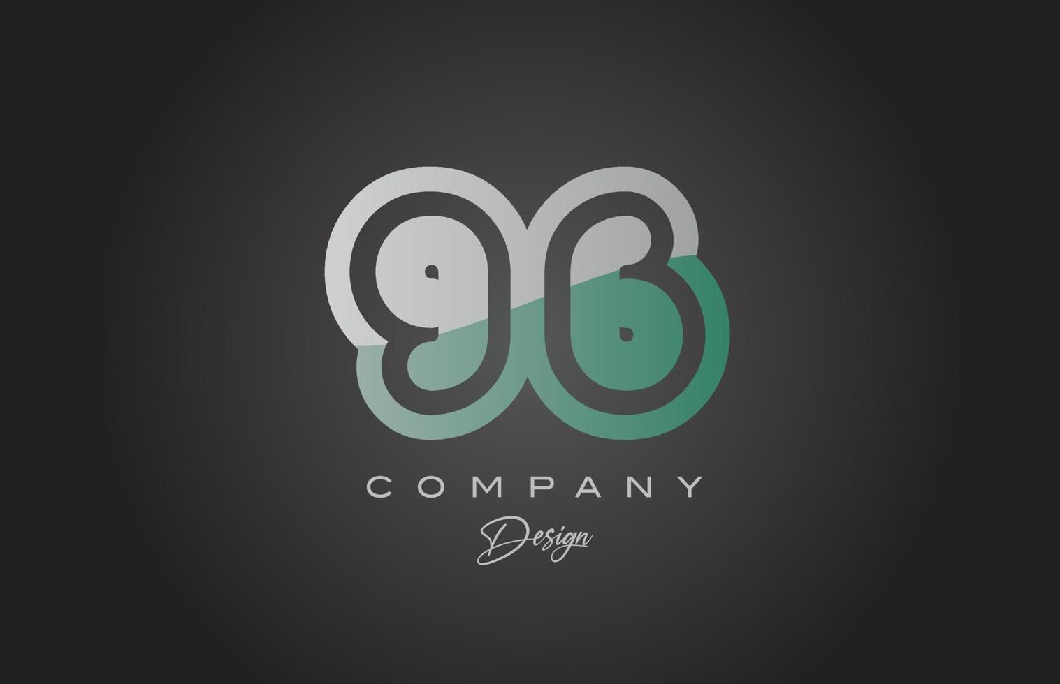 96 green grey number logo icon design. Creative template for company and business vector