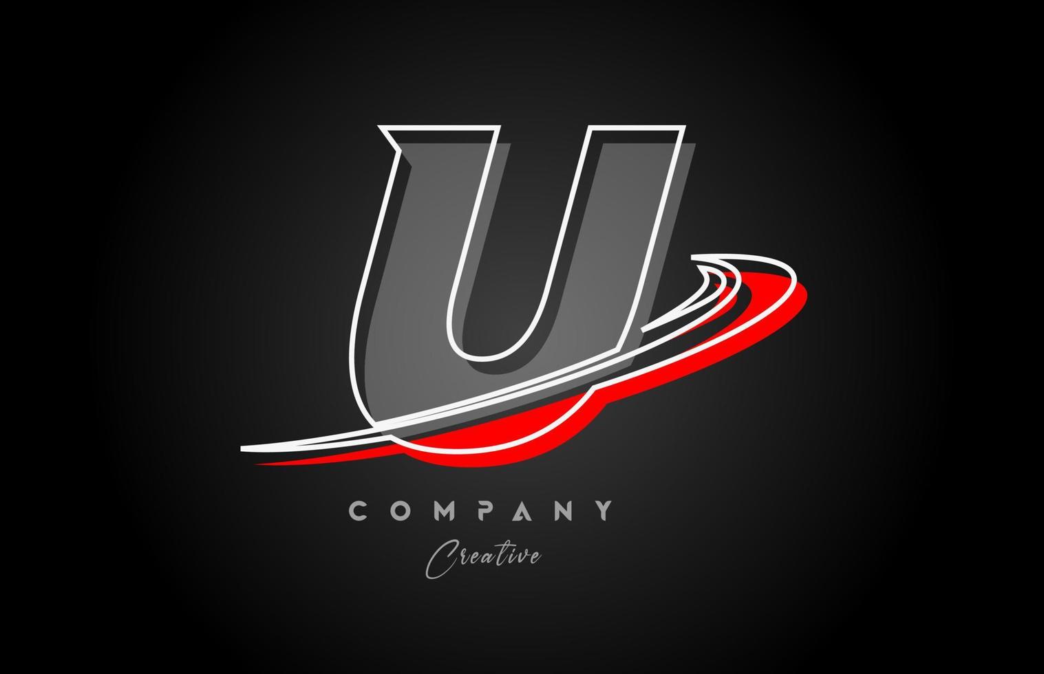 rojo gris línea tu alfabeto letra logo icono diseño con silbido y sombra. creativo modelo para empresa y negocio vector