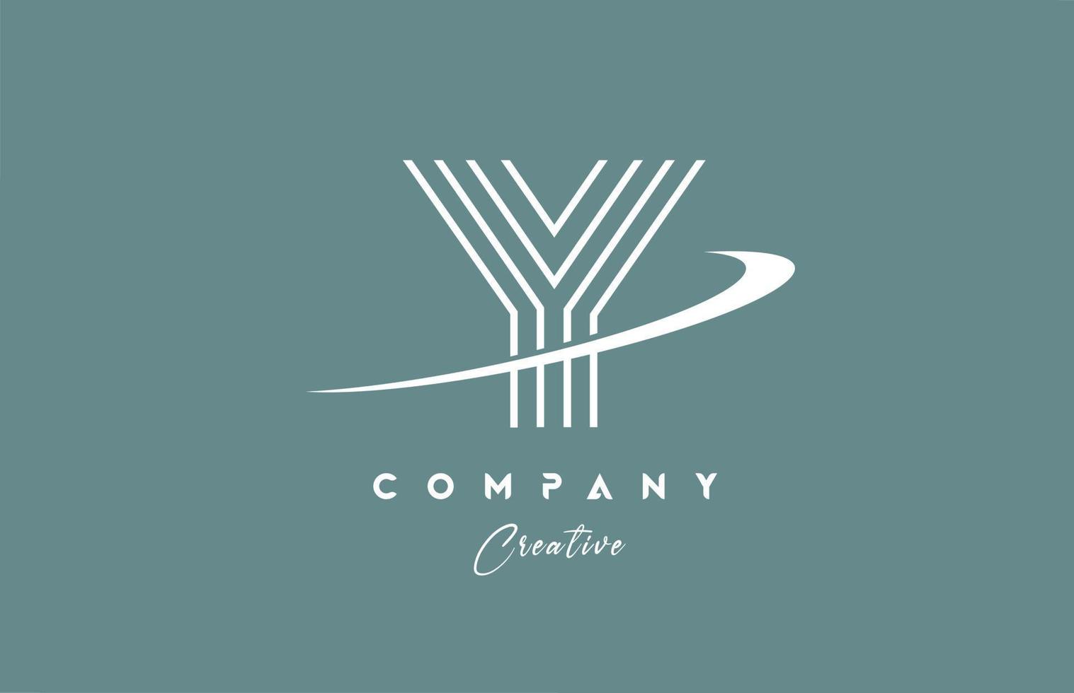 pastel color Y alphabet letter logo icon design with swoosh. Green creative template for company and business vector