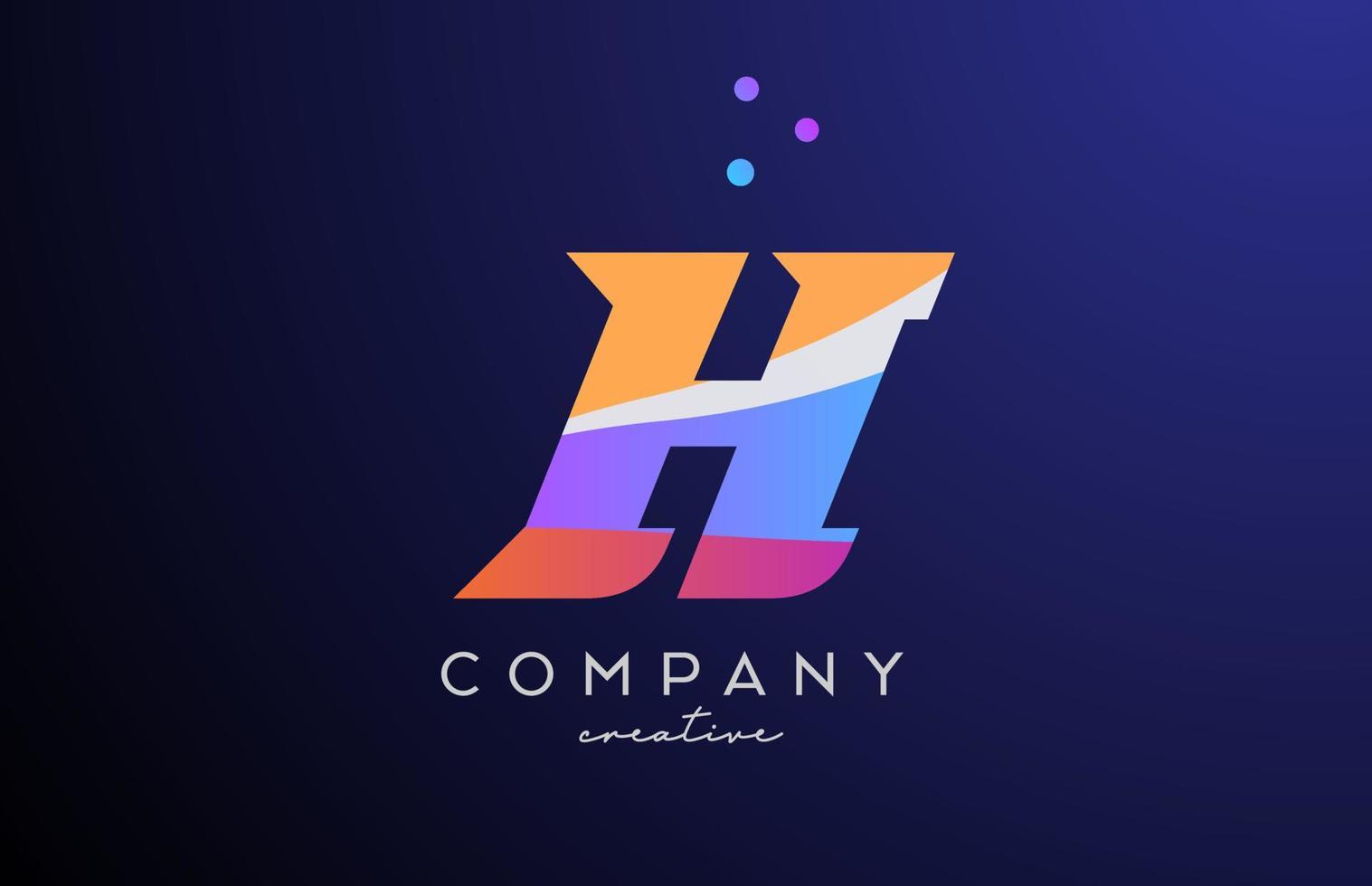 colored H alphabet letter logo icon with dots. Orange pink blue creative template design for business and company vector
