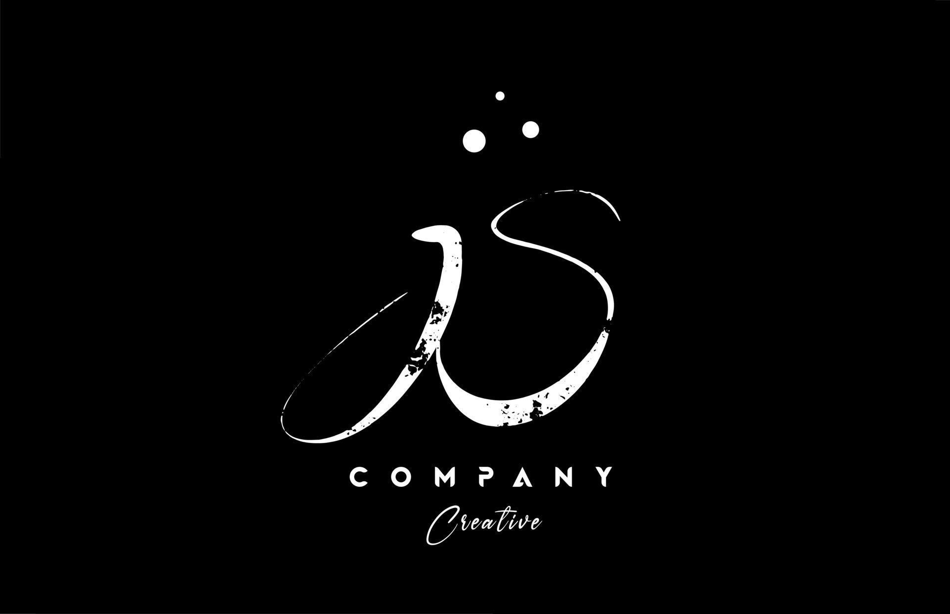 vintage JS alphabet letter logo icon combination design with dots ...