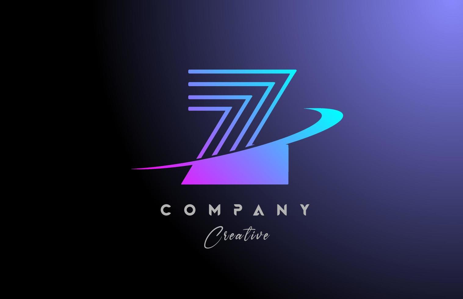 pink blue Z alphabet letter logo icon design with swoosh. Creative line template for company and business vector