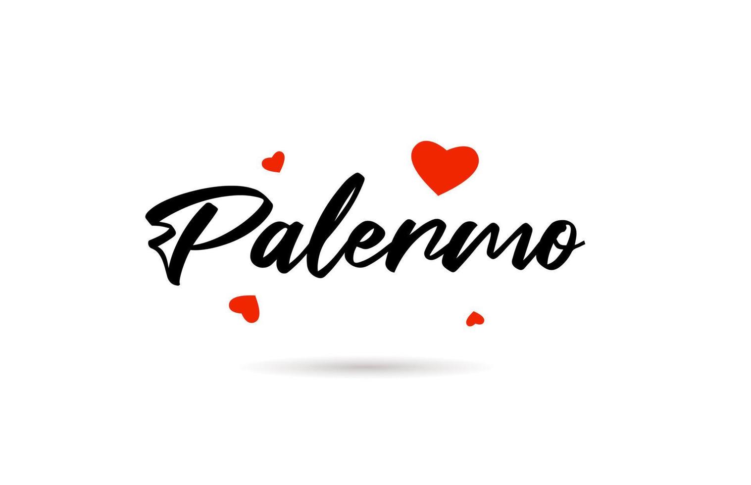 palermo escrito ciudad tipografía texto con amor corazón vector