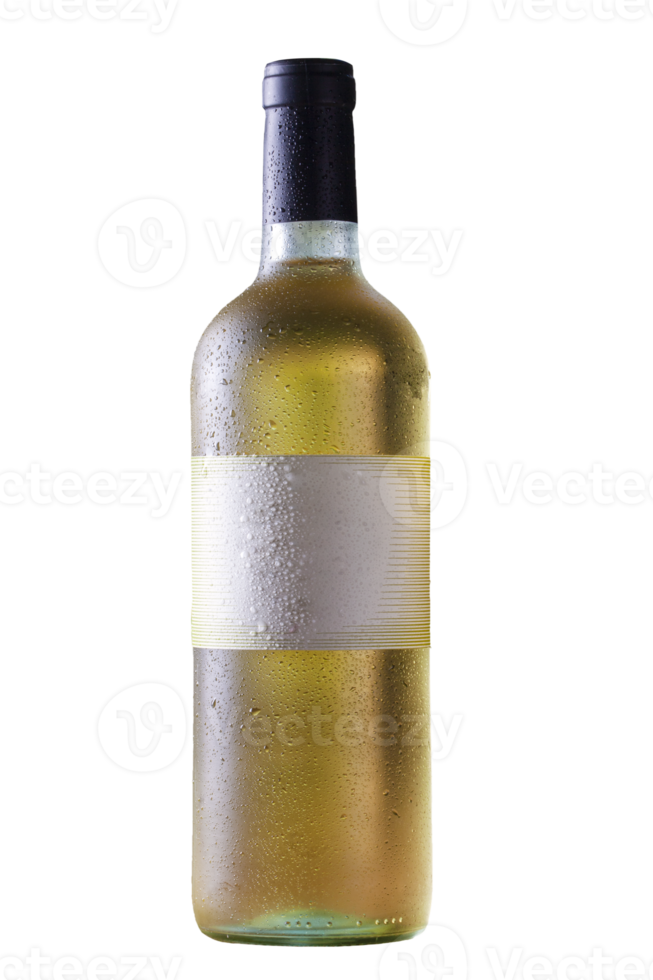 Bottle and glass of white wine png