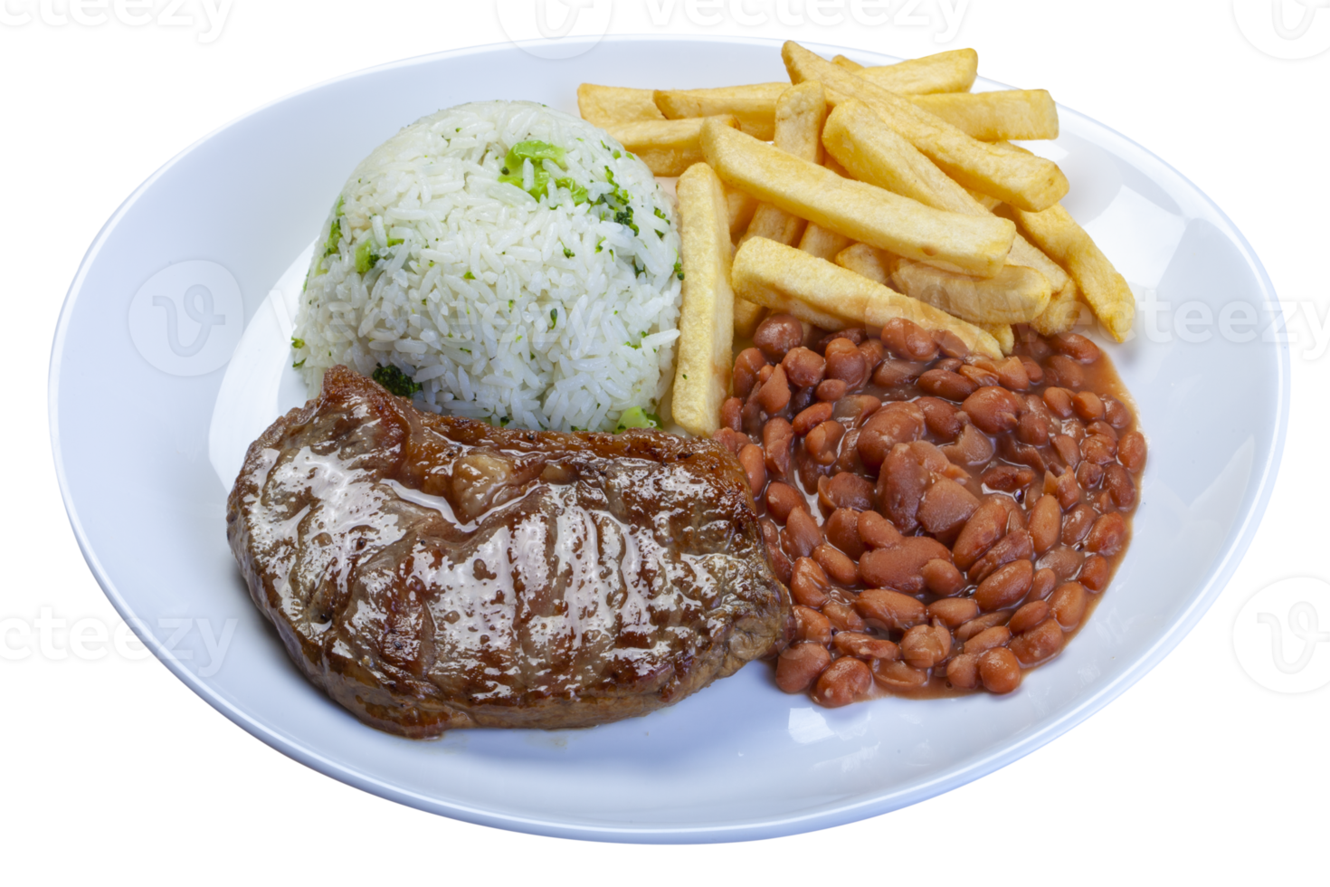 Rice, beans, french fries and meat png