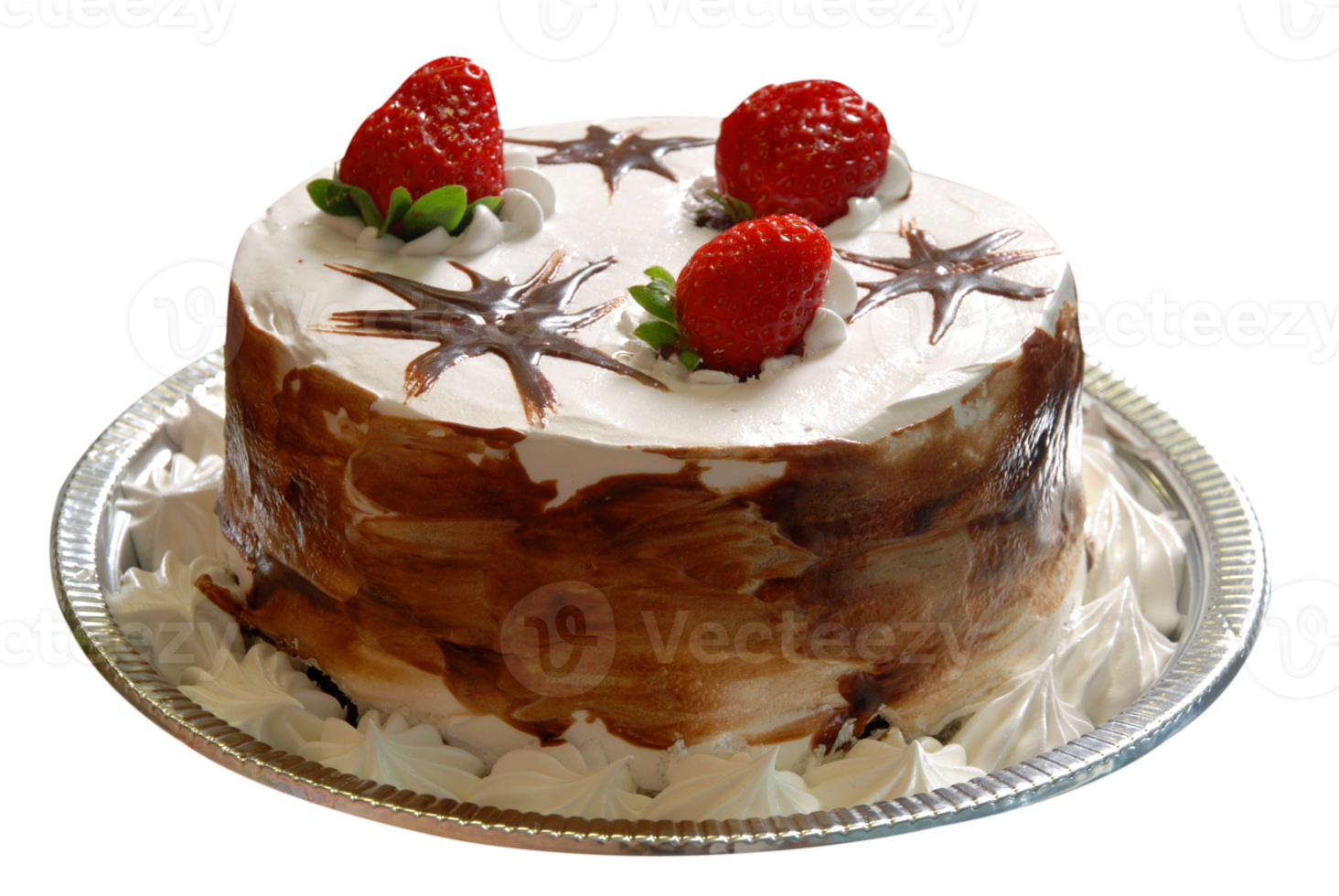 Strawberry birthday cake with whipped cream png