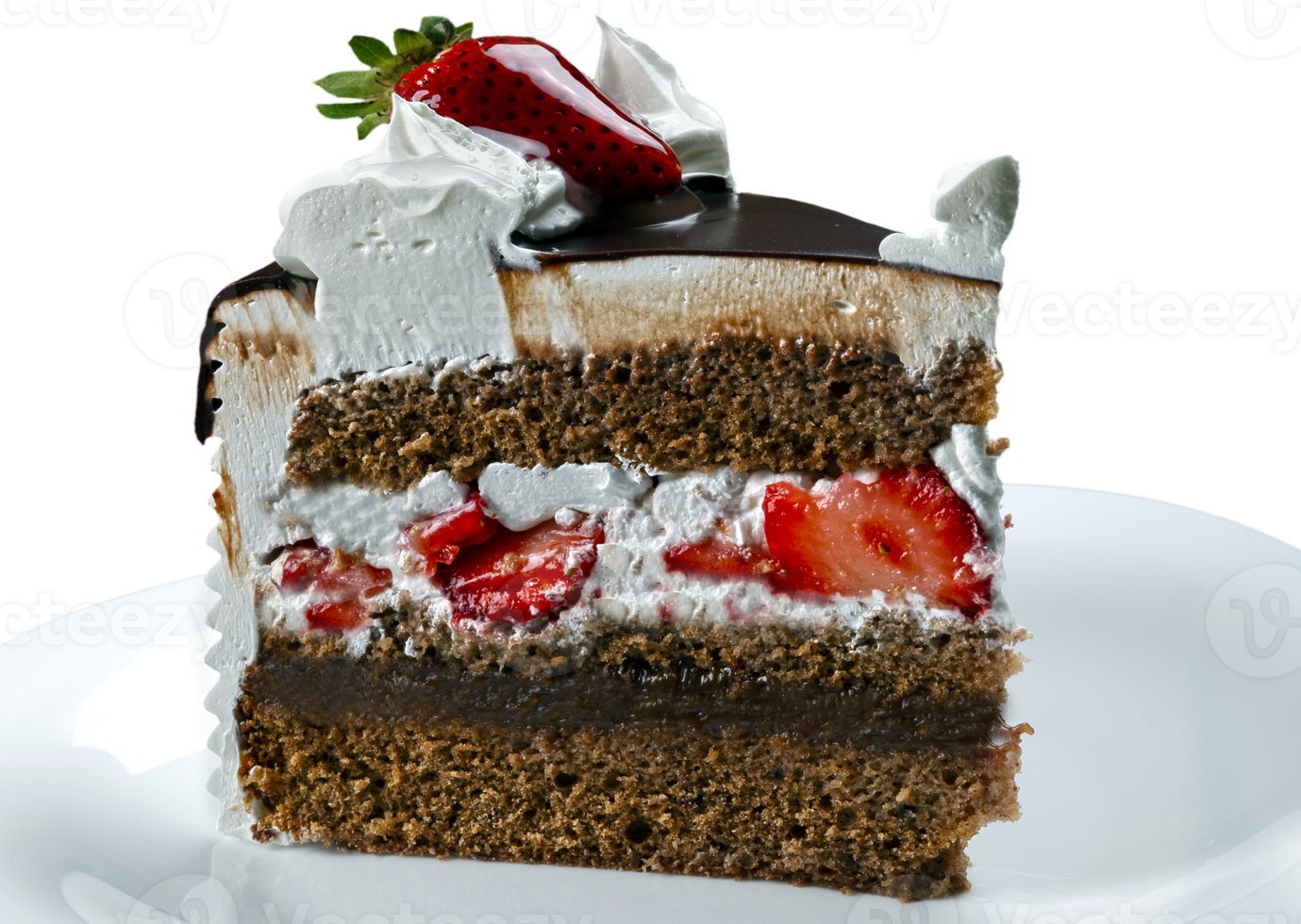 Chocolate and Strawberry Cake Slice png