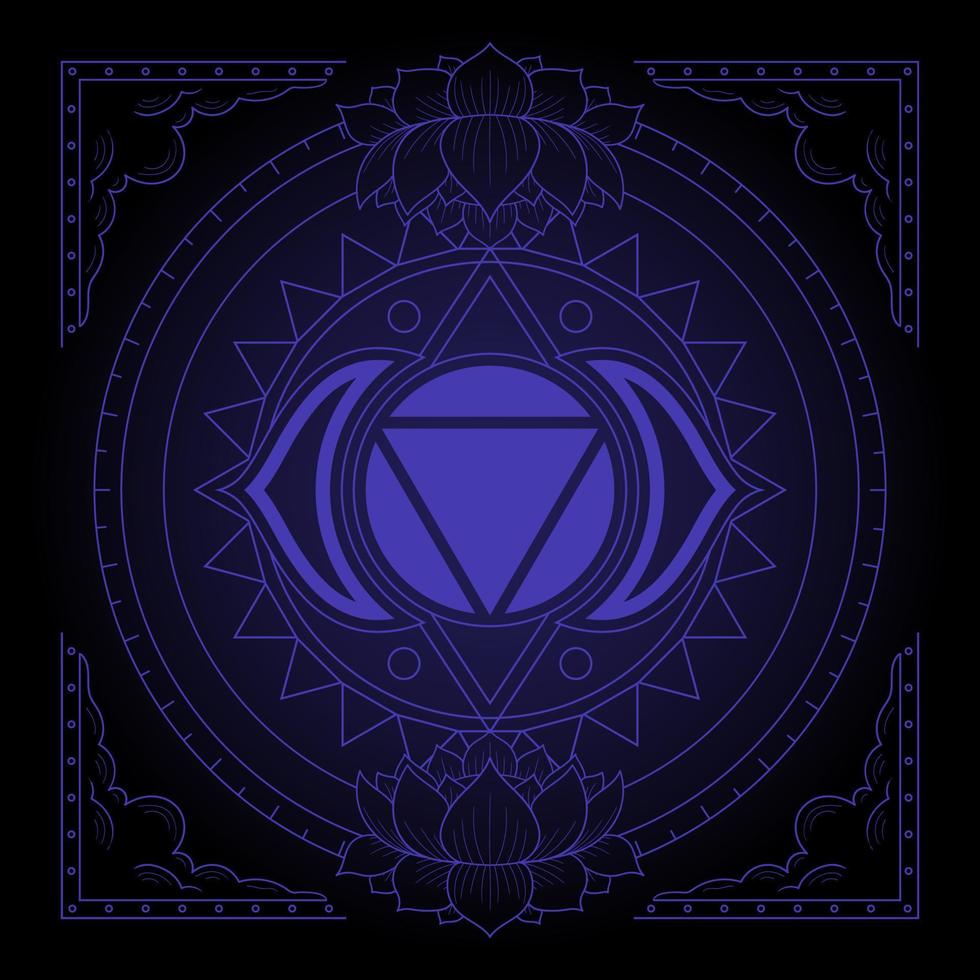 Ajna  chakra symbol center of gravity and wisdom yoga meditation vector
