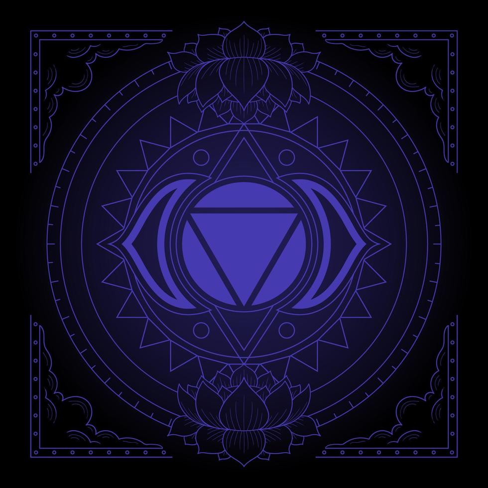 Ajna  chakra symbol center of gravity and wisdom yoga meditation vector