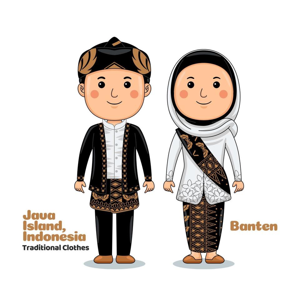 Couple wear Banten Traditional Clothes vector