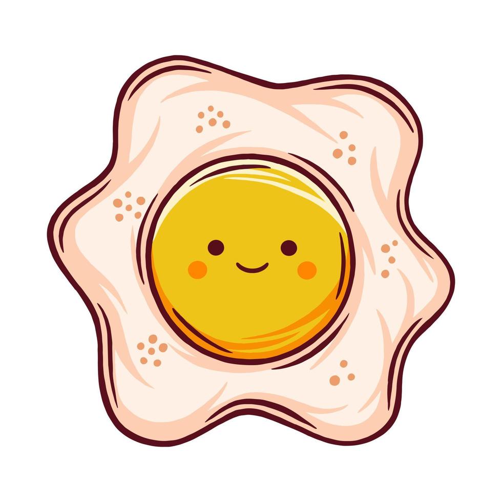 Kawaii fried egg vector illustration with smiley face