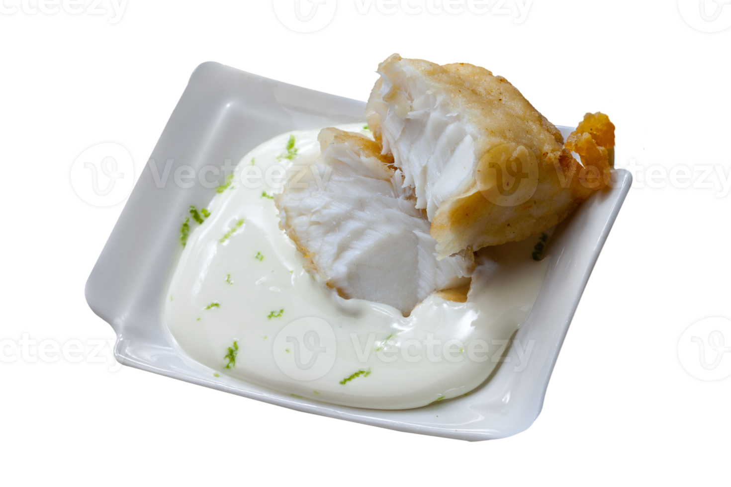 Fish with white sauce png