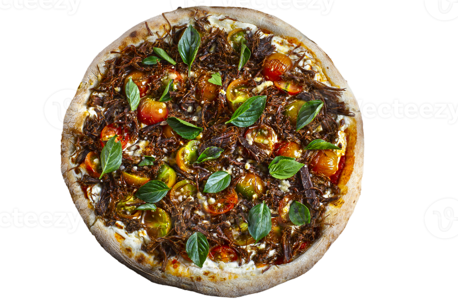 Sun dried meat pizza, beef jerky png