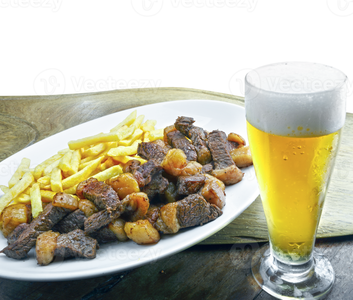 Picanha with fries and beer png