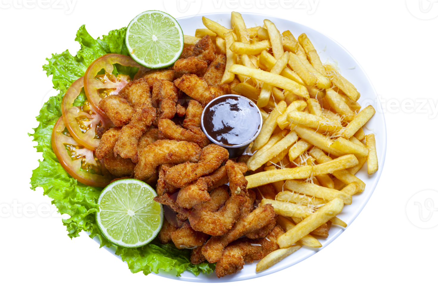 pescado cebo con francés papas fritas png