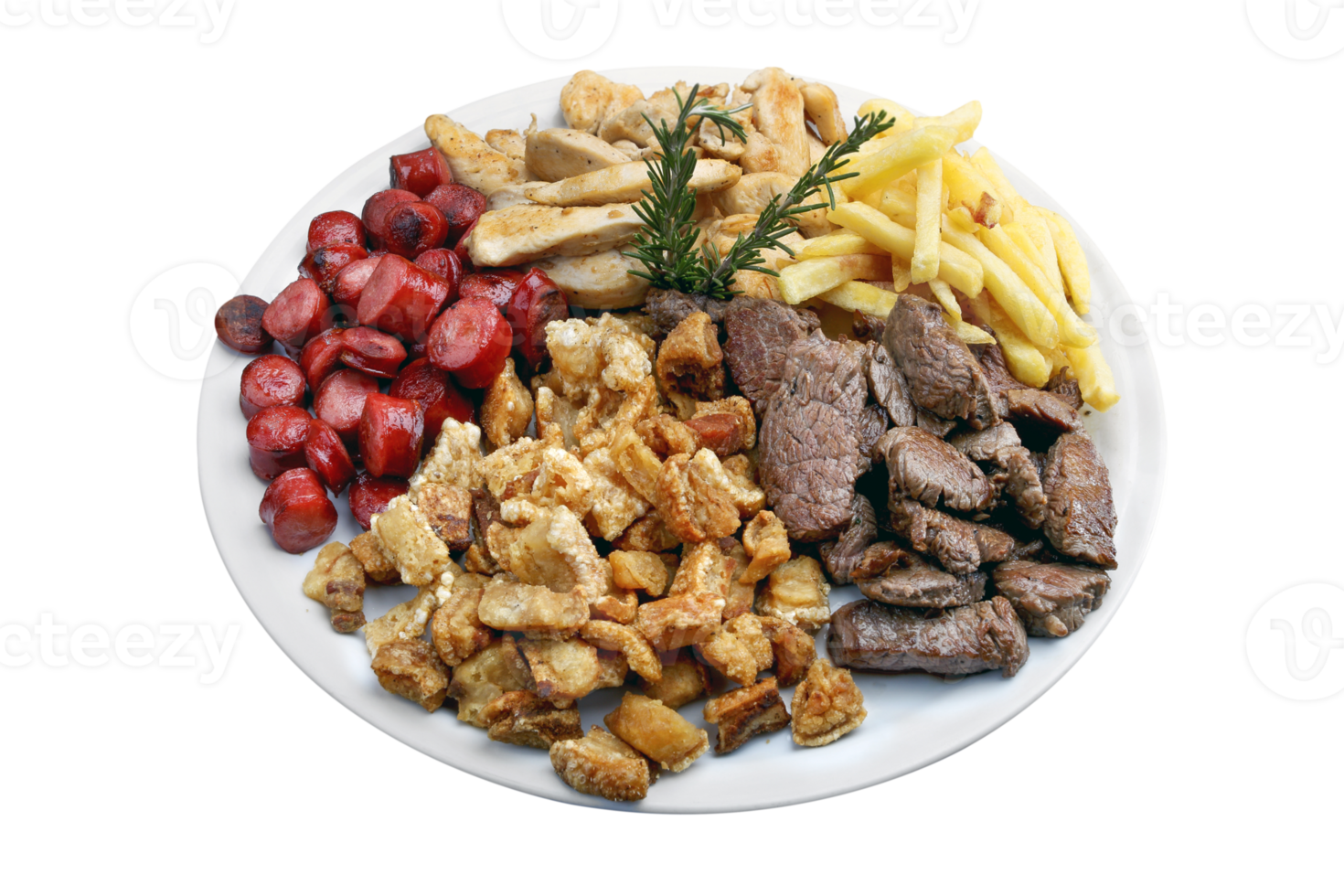 Plate of snacks, meat, potatoes, sausage, cracklings png