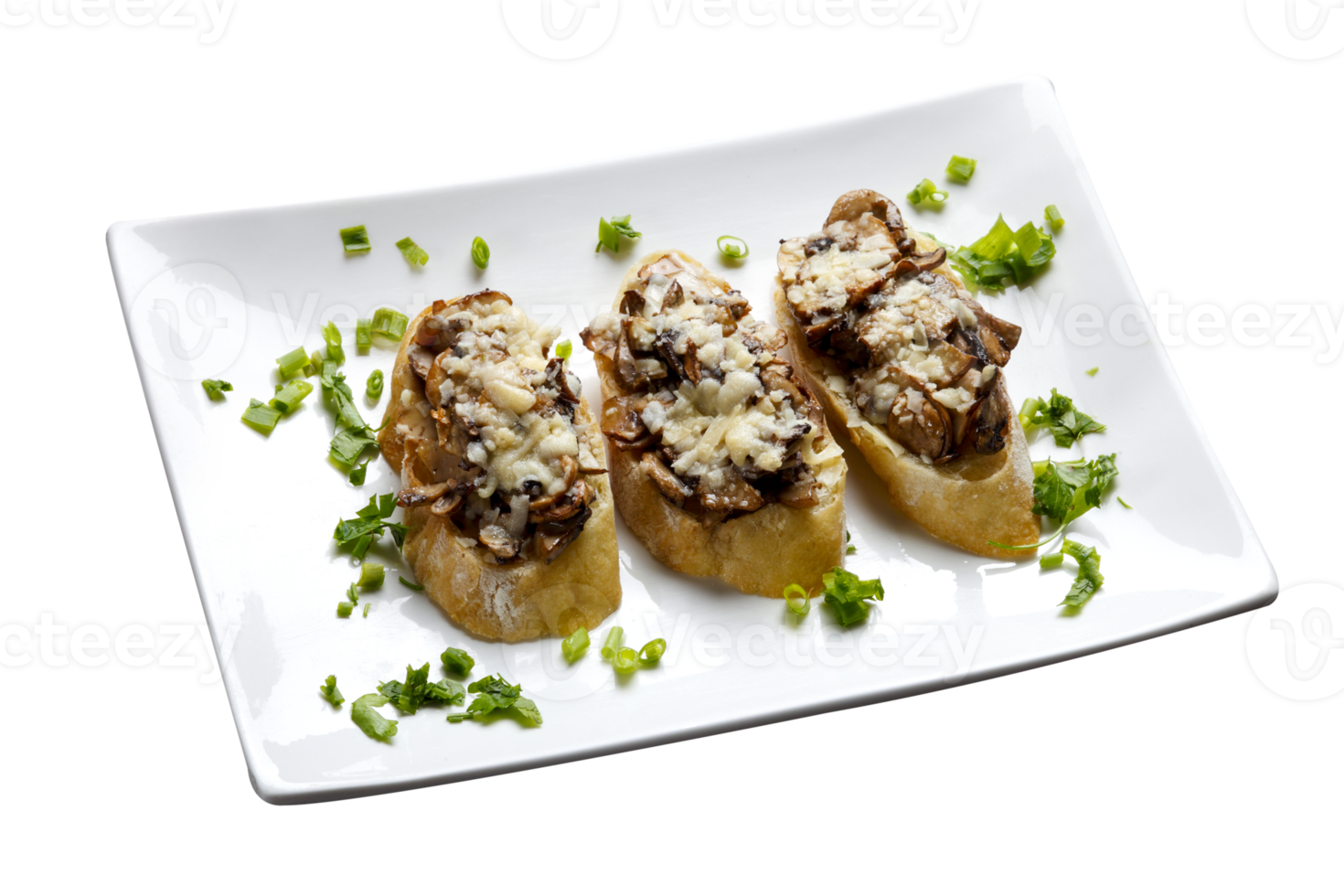 Mushroom bruschetta and grated parmesan png
