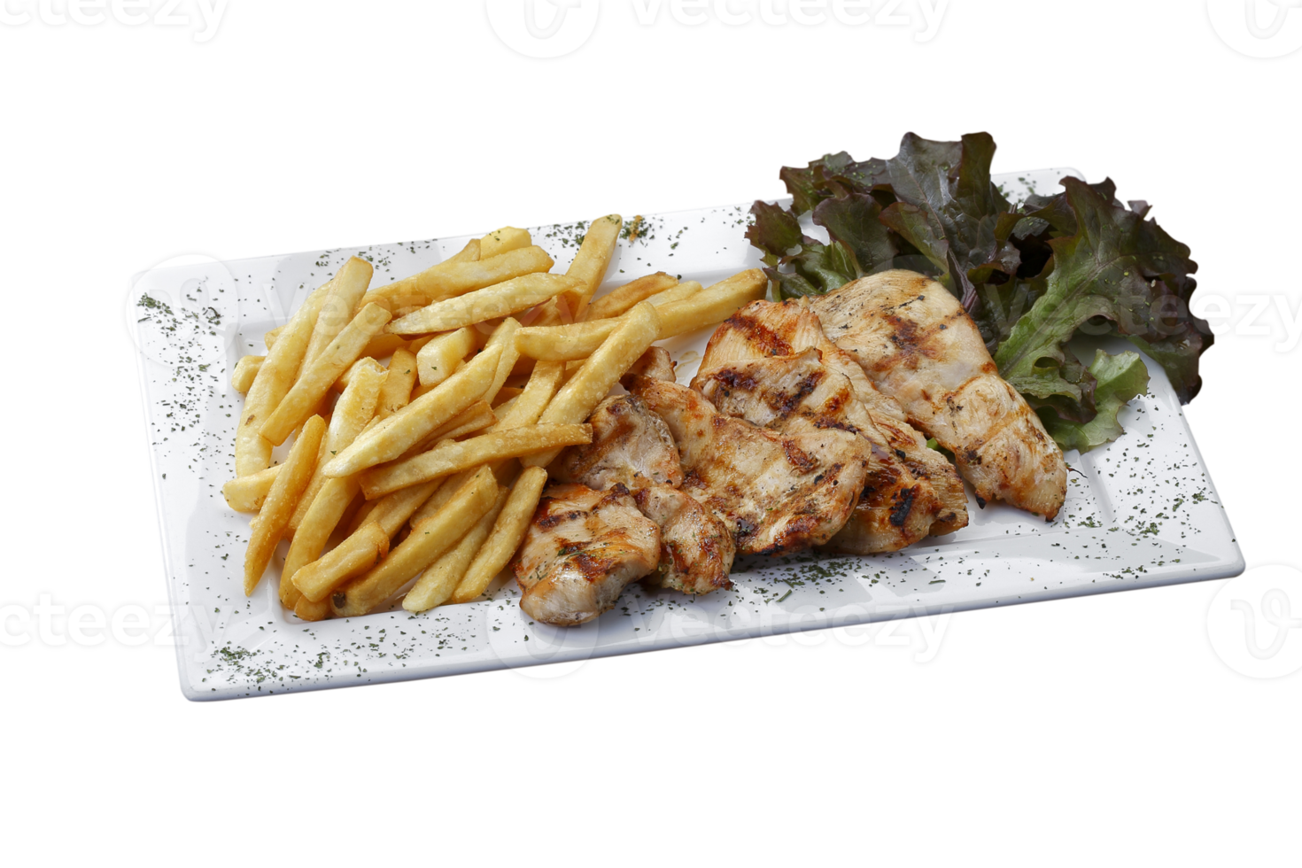 Grilled chicken with potato on isolated background png