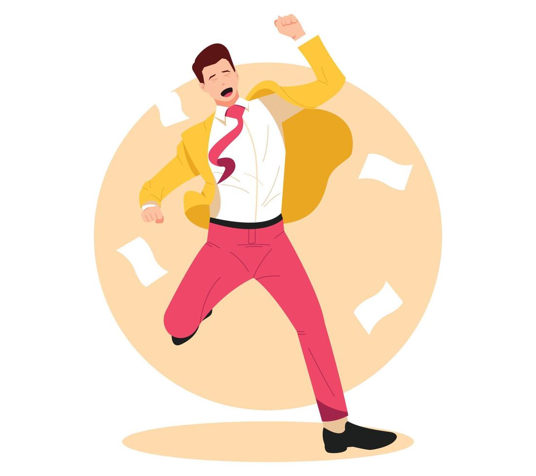 happy businessman jumping, victory, successful, joyful, celebrating vector