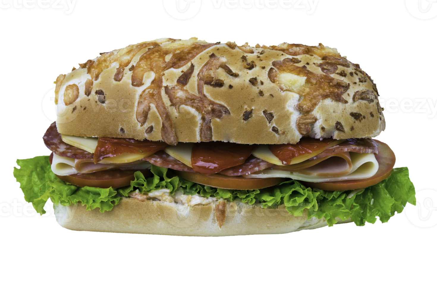 Sandwich with tomato, mozzarella, lettuce, salami png