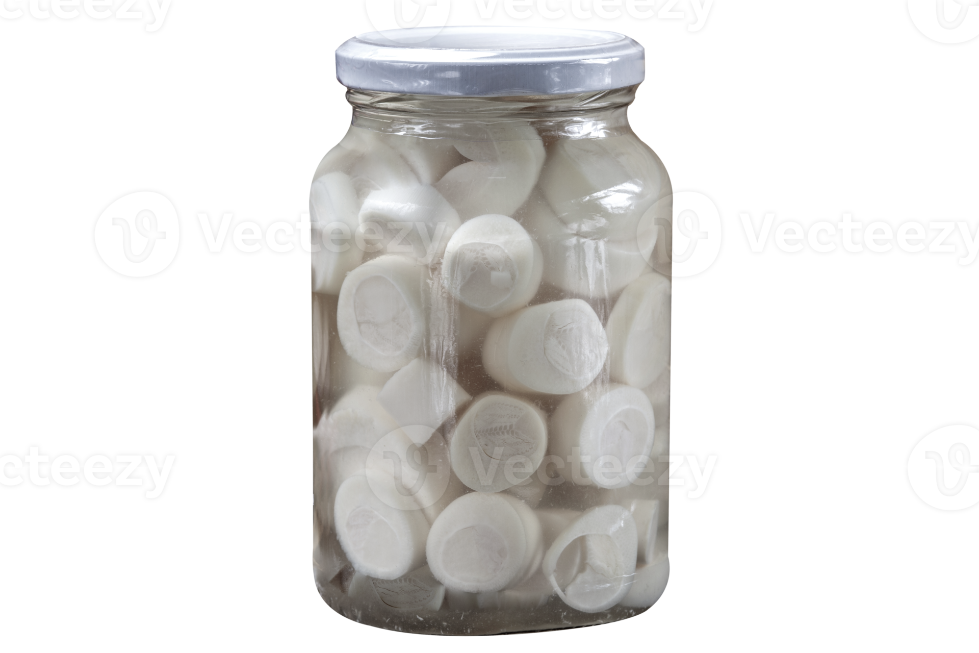 Glass jars with heart of palm on white 21217506 PNG