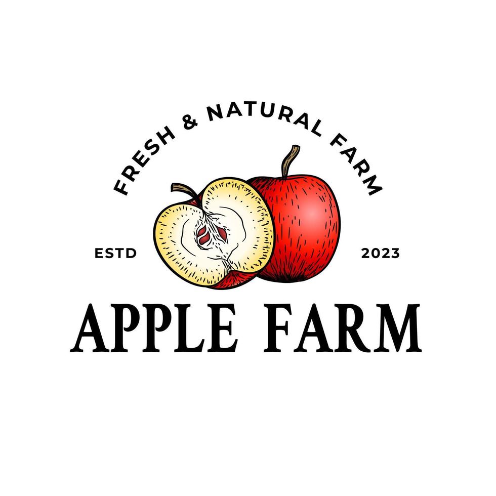 hand drawn colored apple's logo design template vector