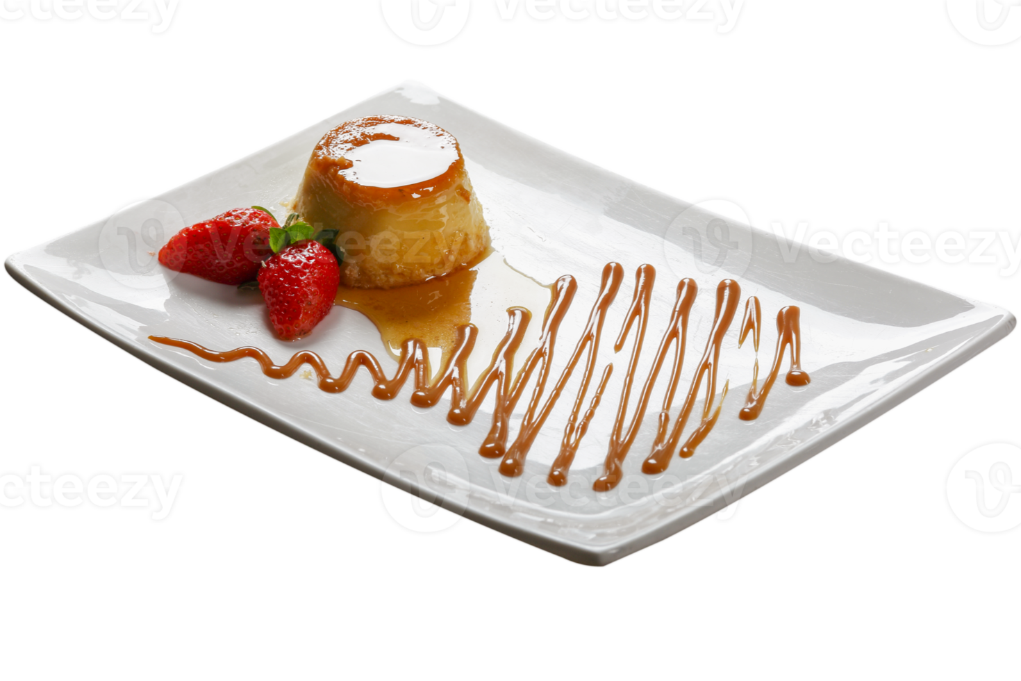 Pudding dessert with strawberries png