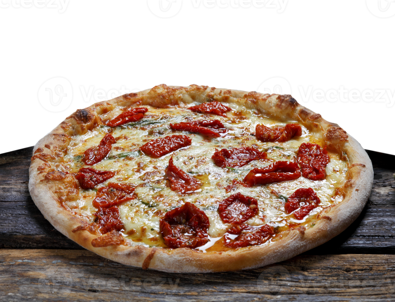 pizza com seco tomates, rúcula e mozzarella dentro pizzaria png