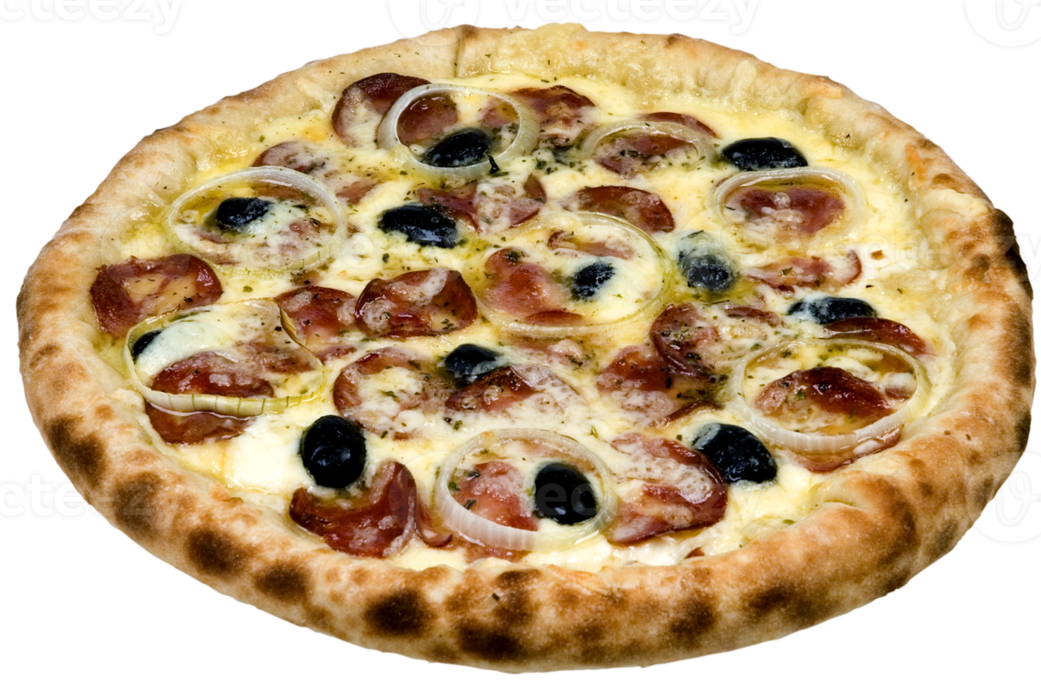 pepperoni Pizza con cebolla anillos png