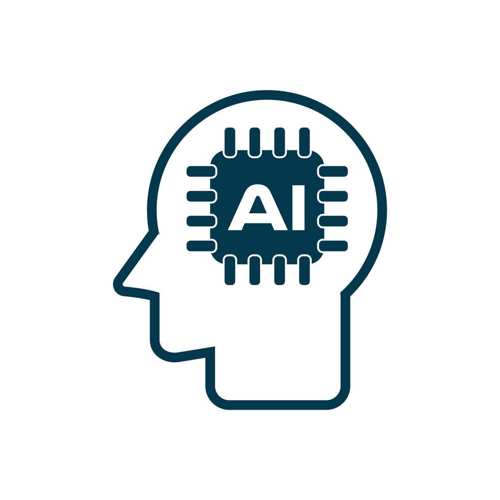 An AI head set up and symbol head for AI vector and illustration shape, symbol of AI design, AI sepration in lines of connection