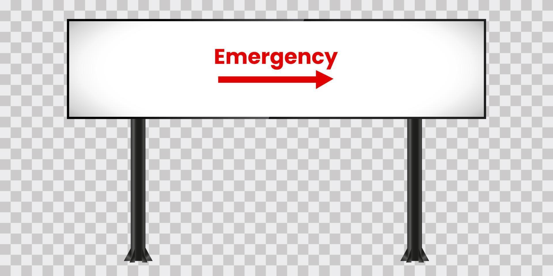A high collumn LCD display mock up on transparency background, with emergency text on screen, vector illustration