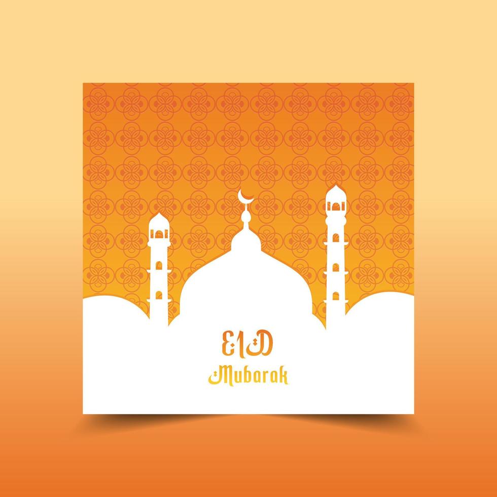 Free vector eid mubarak celebration background with candles and mosque