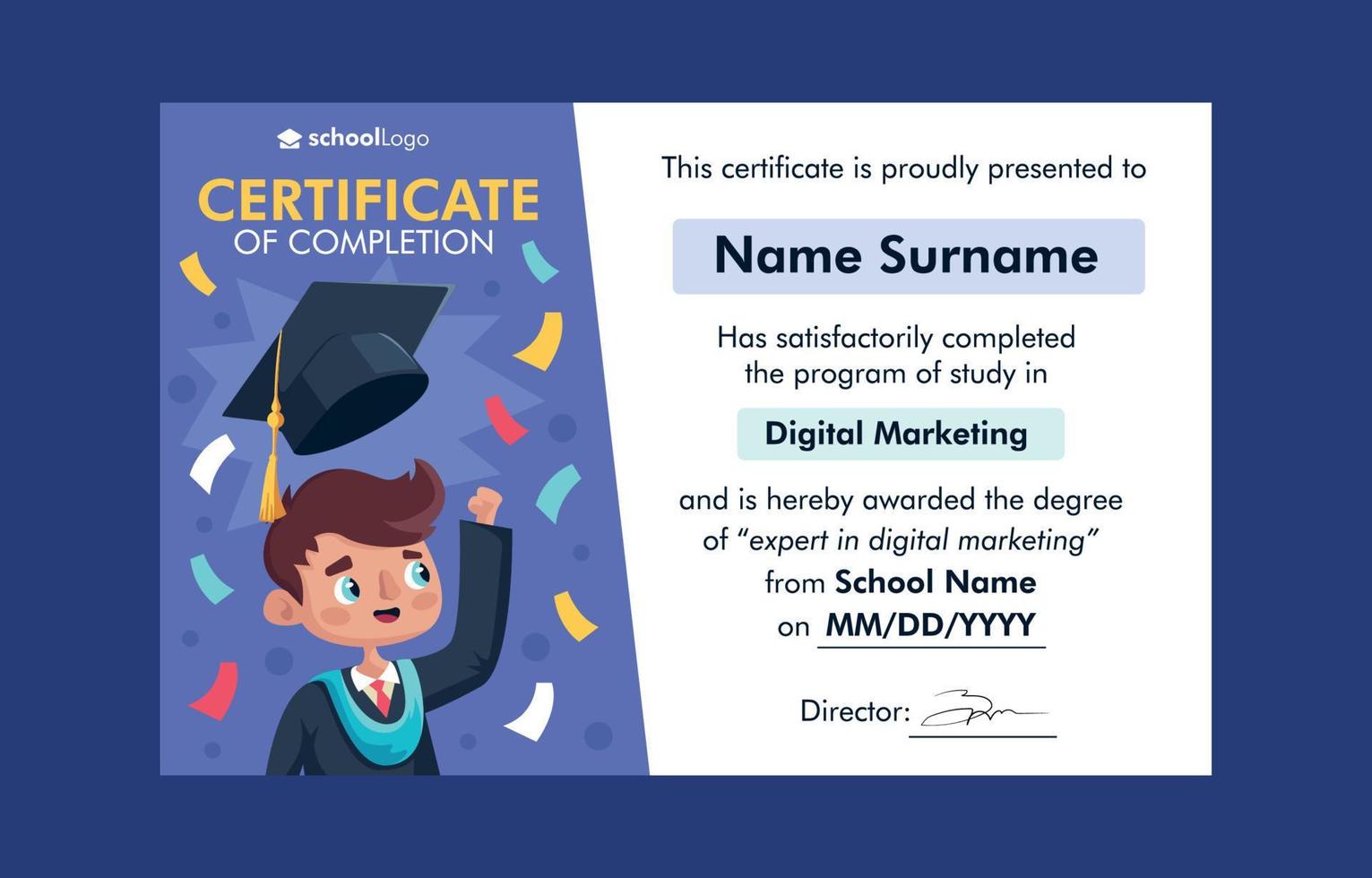 Creative Certificate Template for School Online vector